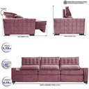 Ver imagem 2 de Sofá Retrátil e Reclinável 4,15m Cama inBox Big Star com SoftGel D40 Velupluma Rose