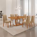 Ver imagem 1 de Mesa de Jantar Milena Yasmin 180 cm Tampo MDF Canto Copo Laminado com 6 Cadeiras Moderna Mobília