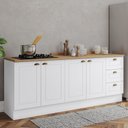 Ver imagem 2 de Cozinha Modulada Americana 2 Peças Balcões 120cm e 80cm Branco/Nature com Tampos MDP - Móveis