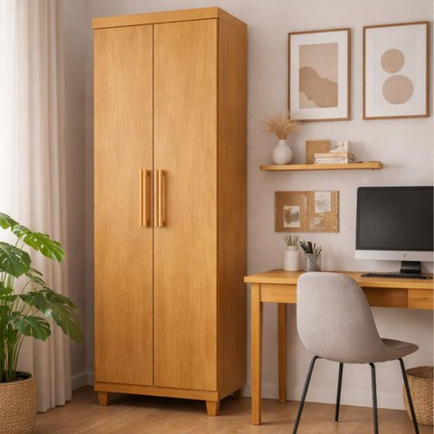 Armário Multiuso Fit 2 Portas, 100% Mdf, 5 Nichos, Resistente, Alta Qualidade : Cinamomo