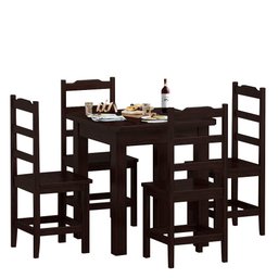 Mesa De Jantar Com 4 Cadeiras Madeira Maciça 88cm Tabaco Pérola Nemargi - 2