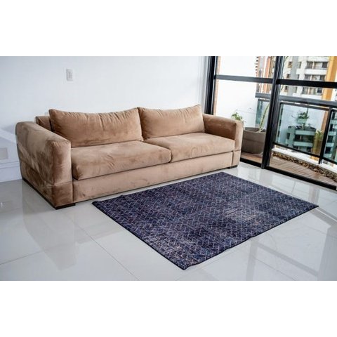 Tapete para Sala e Quarto Verona 90x130 Pienzatex: Azul e Geométrico