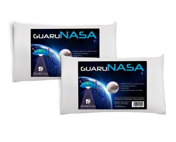 Kit 2 Travesseiro Nasa Viscoelástico GuaruNasa Super Macio
