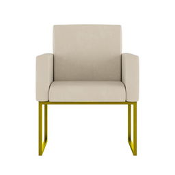Cadeira Poltrona Moderna com Base de Ferro Dourado Reforçada Cor:bege - 2
