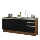 Ver imagem 3 de Kit com 2 Balcões de Cozinha Madesa Glamy 4 Portas 3 Gavetas (Sem Tampo e Pia) Rustic/Preto