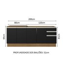 Ver imagem 4 de Kit com 2 Balcões de Cozinha Madesa Glamy 4 Portas 3 Gavetas (Sem Tampo e Pia) Rustic/Preto
