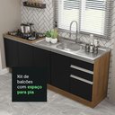Ver imagem 7 de Kit com 2 Balcões de Cozinha Madesa Glamy 4 Portas 3 Gavetas (Sem Tampo e Pia) Rustic/Preto