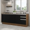Ver imagem 1 de Kit com 2 Balcões de Cozinha Madesa Glamy 4 Portas 3 Gavetas (Sem Tampo e Pia) Rustic/Preto