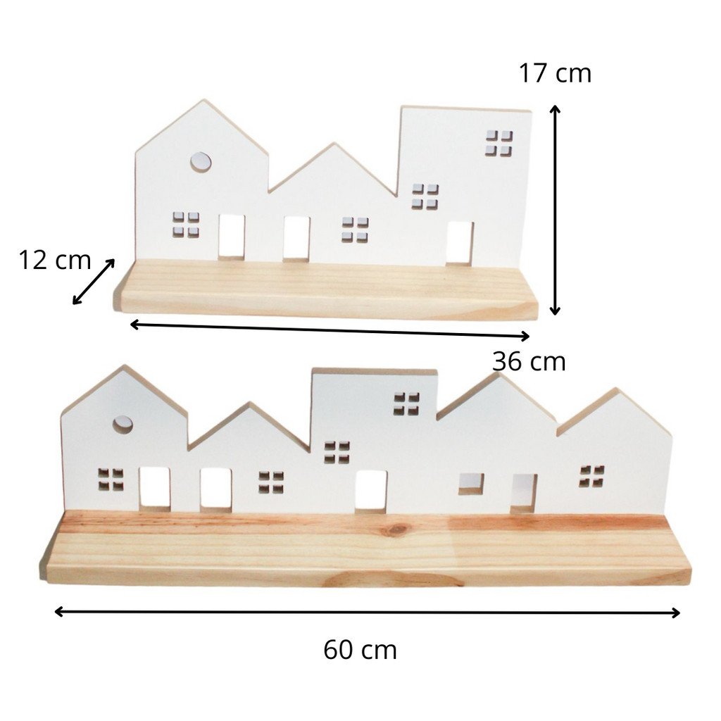 Kit Prateleira de Madeira Montessori Infantil Decora e Organiza - Cidade - 2 Unidades - 2