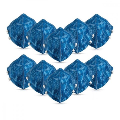 Kit 10 Mascara Descartavel Dobravel Pff-2 Sem Valvula Azul