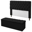 Ver imagem 1 de Kit Cabeceira + Calçadeira Baú Sofia King 195cm Corino Preto
