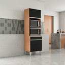 Ver imagem 1 de Armário Torre Quente Maia P/ Cozinha Modulada Forno Microondas 60cm Moderno Compacto 3 Portas 1 Gave