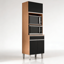 Ver imagem 3 de Armário Torre Quente Maia P/ Cozinha Modulada Forno Microondas 60cm Moderno Compacto 3 Portas 1 Gave