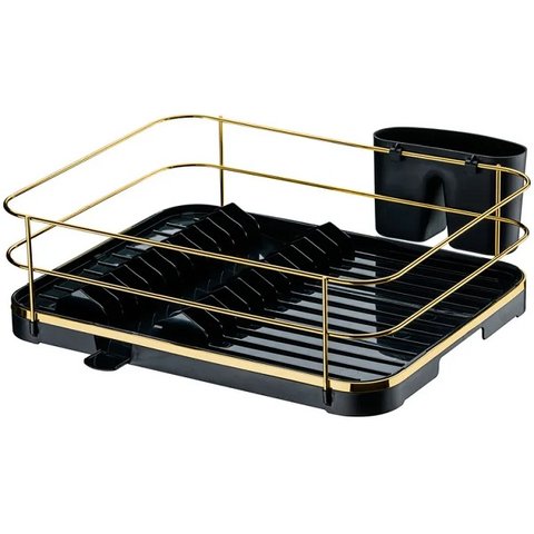 Escorredor de Louças Preto e Dourado para 11 Pratos Future