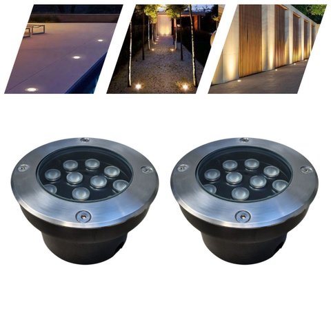 2 Balizadores Led Smd 12w Bivolt Embutir Piso Chão Gramado:branco Frio
