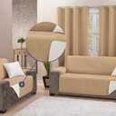 Ver imagem 5 de Capa Protetora de Sofá King 4 Lugares Impermeável Dupla Face:cáqui e Palha