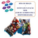 Ver imagem 2 de Boia de Braço Inflável Infantil Vingadores Marvel 23x14cm Criança Piscina Praia + Óculos Natação Mor