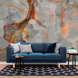 Papel de Parede Painel 3D Mármore Prata 2,5M Auto Colante Revestimento Brilho Marmorizado - 2