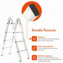 Ver imagem 2 de Escada de Aluminio Tesoura 8 Degraus Multifuncional 2,22m Garden Life Cor Cinza