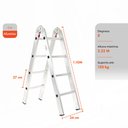 Ver imagem 3 de Escada de Aluminio Tesoura 8 Degraus Multifuncional 2,22m Garden Life Cor Cinza