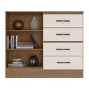 Ver imagem 4 de Cômoda 4 Gavetas 2 Portas Lite Nature Off White 107cm Sapateira Mdp