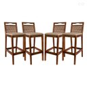 Ver imagem 1 de Kit 4 Banquetas Alta para Balcão em Madeira Valência Rattan Castanho Linho Bege Ccs