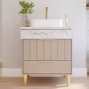 Ver imagem 1 de Gabinete para Banheiro 70cm com 1 Porta 1 Gaveta e Cuba de Sobrepor Riviera Marrom/Cappuccino