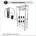 Ver imagem 5 de Kit Estante Cabideiro de Aço 5 Prateleiras Cromada Aramada (l907*w355*h1800mm) Caixa:36x21x91 - 11,6