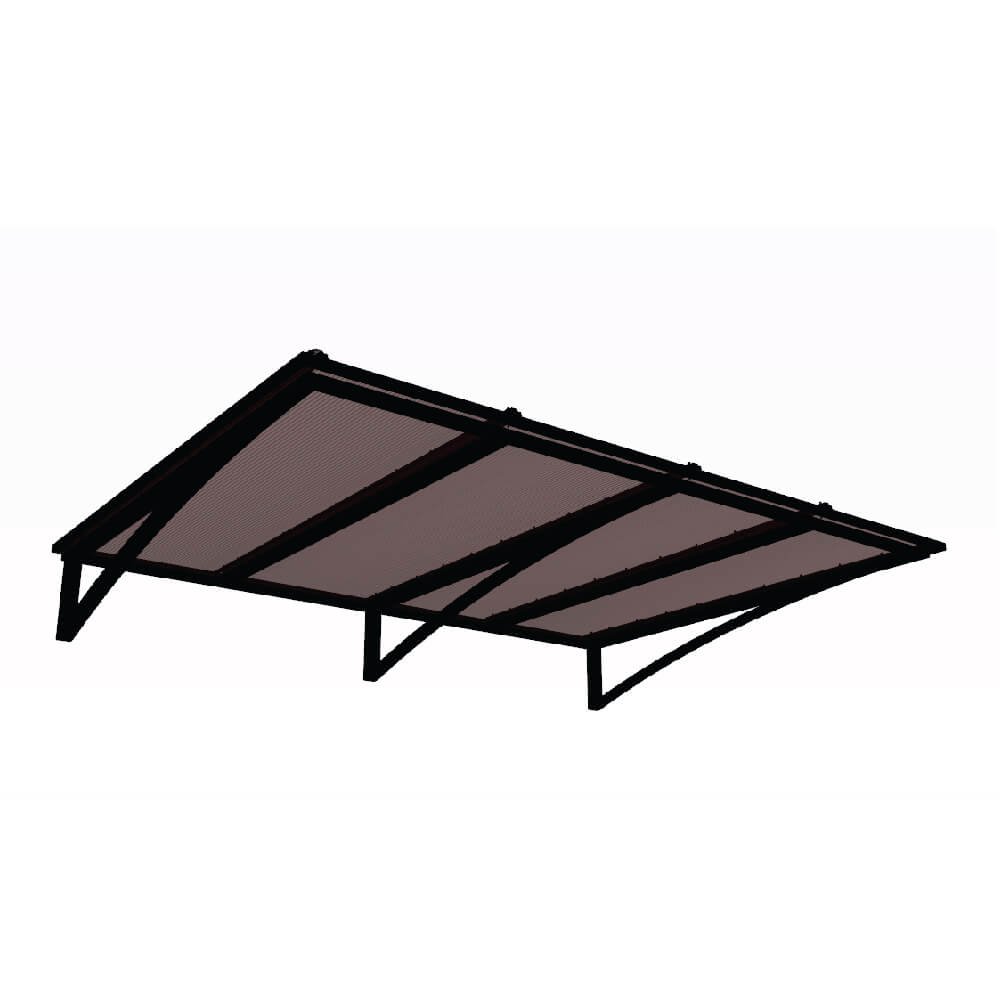 Toldo Fixo em Policarbonato Alveolar Bronze - 2,00m X 1,00m - Estrutura Preta - 2