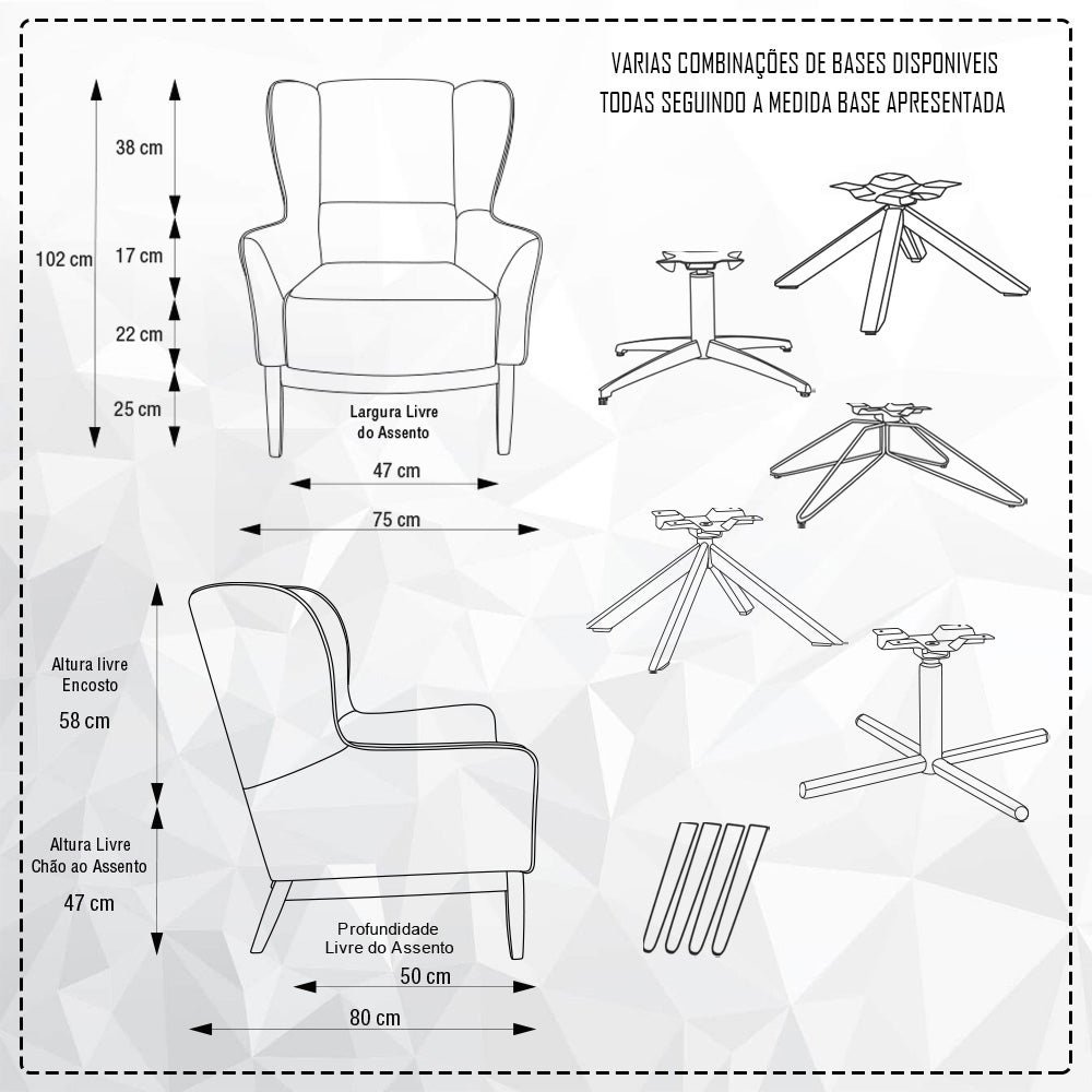 Kit 2 Poltronas Decorativas Milena Base Madeira Suede Areia - Casaepoltrona - 4