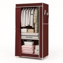 Ver imagem 1 de Cabideiro Organizador de Roupas Sapatos Brinquedo Roupa de Cama com 1 Prateleira Multiuso Portatil