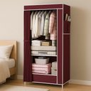 Ver imagem 2 de Cabideiro Organizador de Roupas Sapatos Brinquedo Roupa de Cama com 1 Prateleira Multiuso Portatil