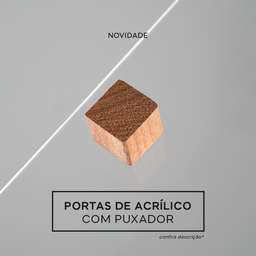 Nicho 80x23x18 Preto C/ Portas de Acrílico Puxador Natural - 3