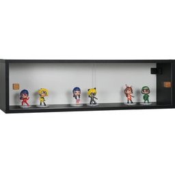 Nicho 80x23x18 Preto C/ Portas de Acrílico Puxador Natural - 2