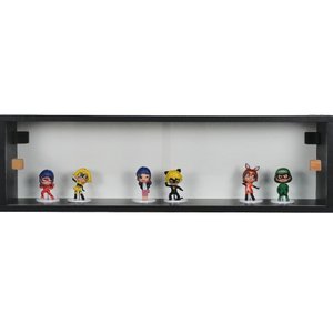 Nicho 80x23x18 Preto C/ Portas de Acrílico Puxador Natural