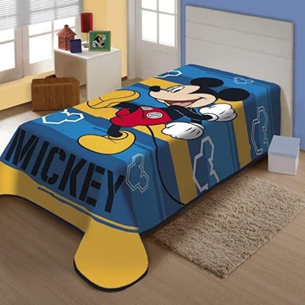 Cobertor Juvenil Raschel Plus Mickey Feliz Disney Azul Jolitex - 1