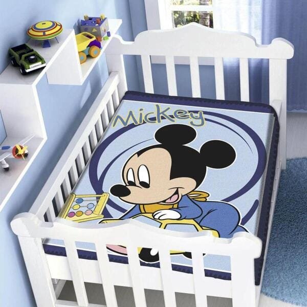 Cobertor Infantil Para Bebê Mickey Carrinho Disney Jolitex - 1
