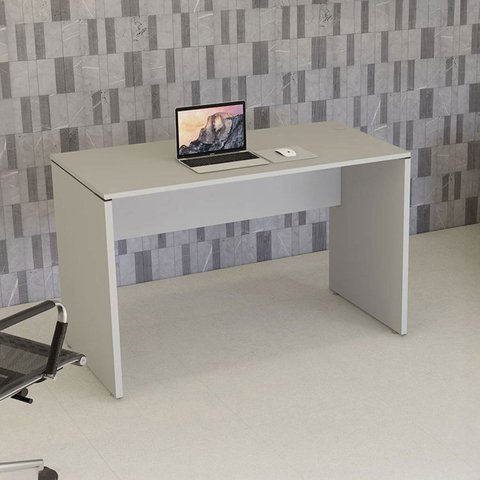Mesa Escrivaninha Retangular X Escritório Pé Painel com Passa Cabos 120cm Executive Cinza