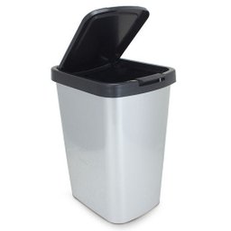 Lixeira 9 litros com click plástica label Inox 25462 Arqplast - 1 Lixeira 9 litros com click plástica label Inox 25462 Arqplast - 1