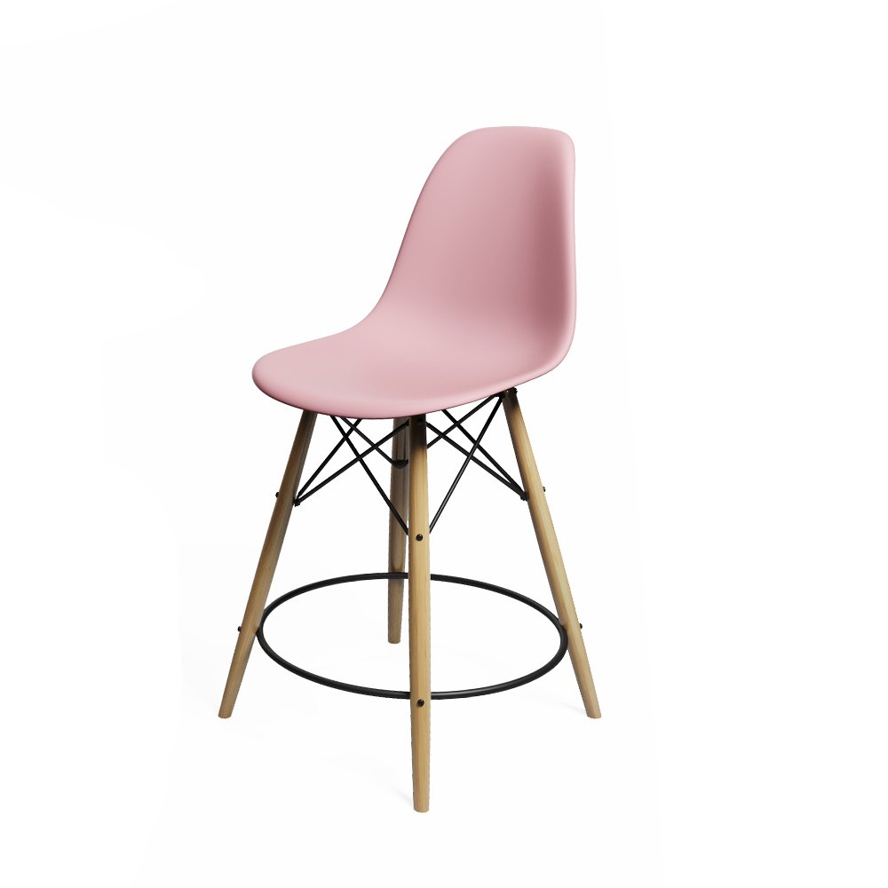 Conjunto Mesa Bistrô Eames Eiffel Amêndoa com 3 Banquetas Rosas de Madeira - 3