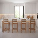 Ver imagem 2 de Kit 4 Banquetas Madeira Mel com Linho Cru Barzinho com Encosto Estofado