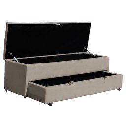 Recamier Baú com Gaveta para Cama Box Casal Queen - Clara - Sv Decor:bege - 3