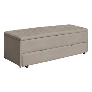 Recamier Baú com Gaveta para Cama Box Casal Queen - Clara - Sv Decor:bege