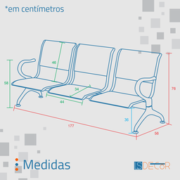 Cadeira Longarina 3 Lugares com Estofado - 2