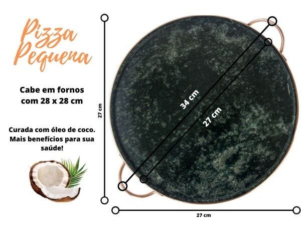 Forma de Pedra Sabão para pizza 27 cm alças de cobre curada - 5