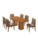 Ver imagem 2 de Conjunto Sala de Jantar Mesa Tampo MDF 6 Cadeiras Sakura Marrom/Capuccino/Marromle/Off White