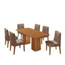 Ver imagem 2 de Conjunto Sala de Jantar Mesa Tampo MDF 6 Cadeiras Sakura Marrom/Capuccino/Marromle/Off White