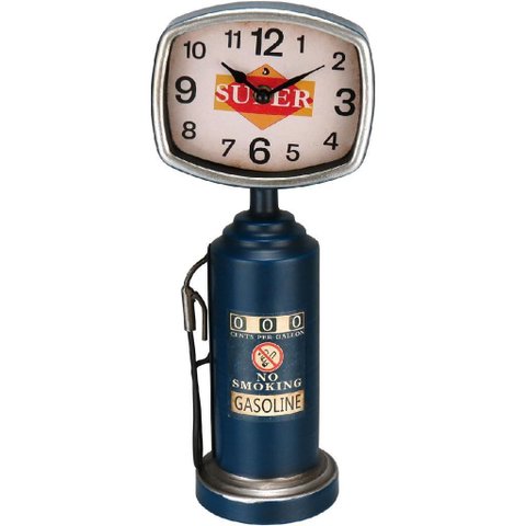 Relógio Decorativo de Metal Azul 36x15x10cm Parede Mesa Decoração Sala Cozinha