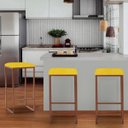 Ver imagem 4 de Kit 02 Banqueta Alta Lua Industrial Cozinha Bar Balcão Bistrô Ferro Bronze Corino Amarelo -