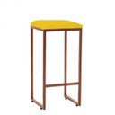 Ver imagem 2 de Kit 02 Banqueta Alta Lua Industrial Cozinha Bar Balcão Bistrô Ferro Bronze Corino Amarelo -